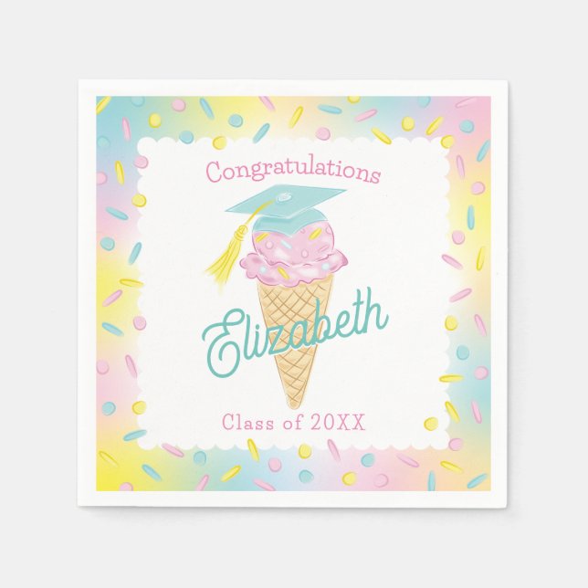 Ice Cream Graduation Party Napkin (Front)