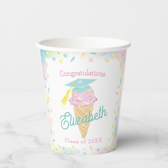 Ice Cream Graduation Party Paper Cups (Front)