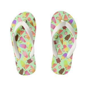 Ice Cream Green. Kid's Flip Flops