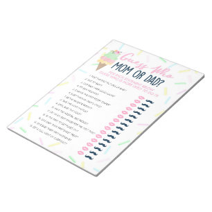 Ice Cream Guess Who Baby Shower Game Pack Notepad