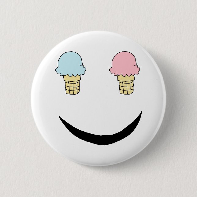 Ice Cream Happy Face 2 Inch Round Button (Front)
