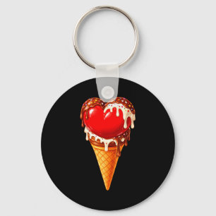Ice Cream Heart Funny Drip Valentines Day Boys Gir Keychain
