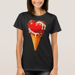Ice Cream Heart Funny Drip Valentines Day Boys Gir T-Shirt