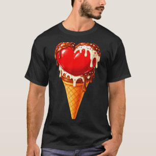 Ice Cream Heart Funny Drip Valentines Day Boys Gir T-Shirt