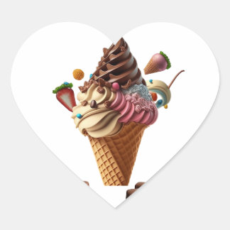 Ice cream heart sticker
