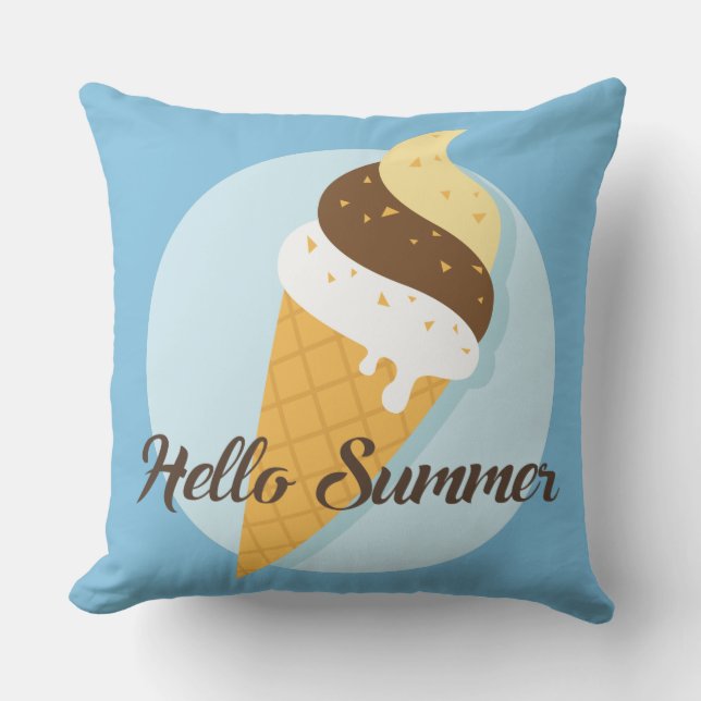 Ice Cream Hello custom colour throw pillows (Front)