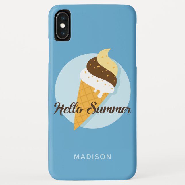 Ice Cream Hello custom name & colour phone cases (Back)