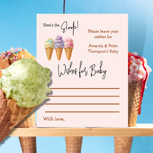 Ice Cream Here's the Scoop Baby Shower Wishes Game