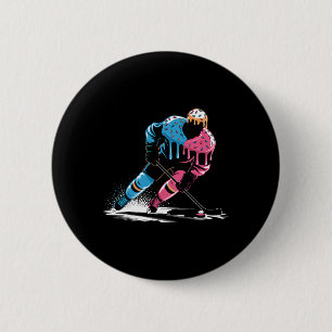 Ice Cream Hockey Player Drip Boys Kids Girls Youth 2 Inch Round Button