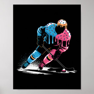 Ice Cream Hockey Player Drip Boys Kids Girls Youth Poster