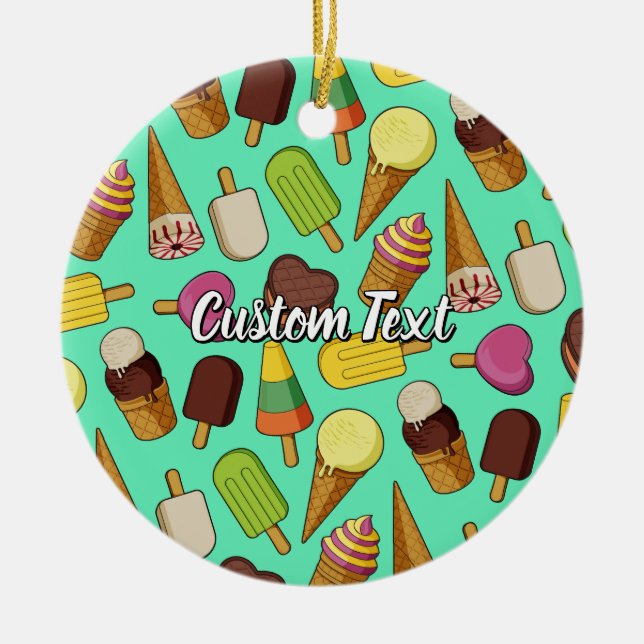 Ice Cream Icons Ceramic Ornament (Front)