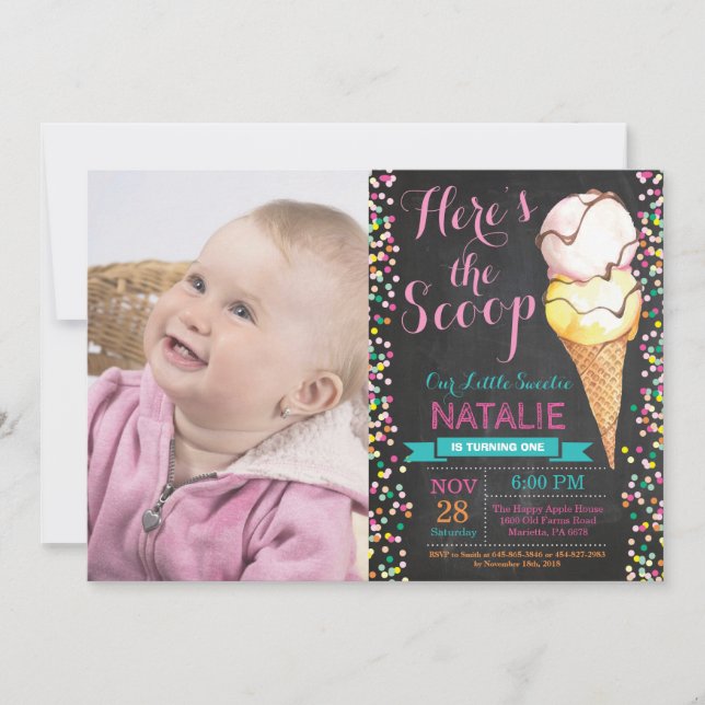 Ice Cream Invitation Anniversaire Tableau de bord  (Devant)