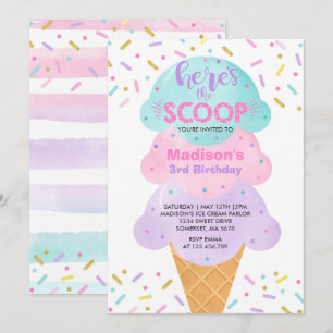 Ice Cream Invitation Ice Cream Birthday Party