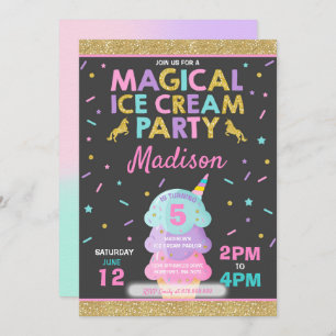 Ice Cream Invitation Unicorn Ice Cream Party