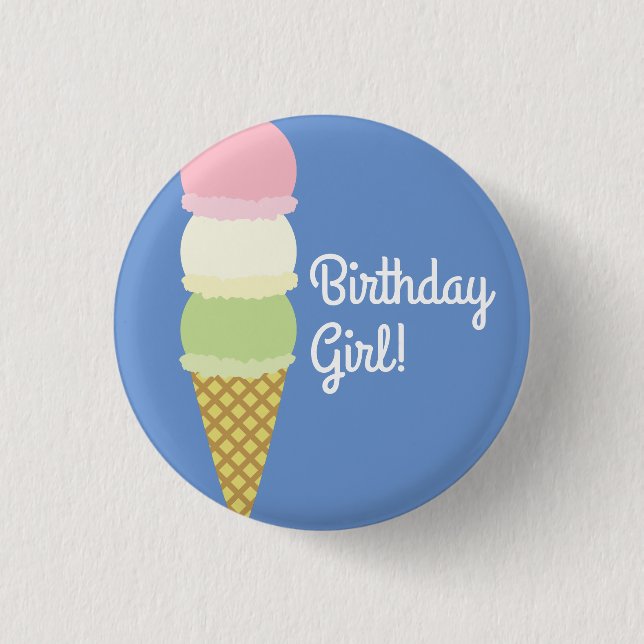 Ice Cream Kid's Birthday Party 1 Inch Round Button (Front)