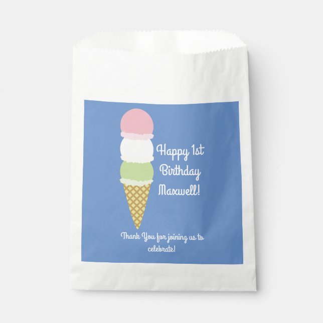 Ice Cream Kid's Birthday Party Favour Bag (Front)
