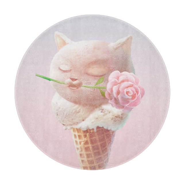 Ice Cream Kitty – Rosy & Dreamy Cutting Board (Front)