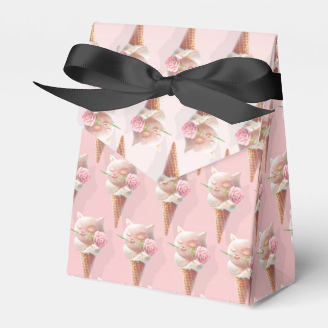 Ice Cream Kitty – Rosy & Dreamy Favor Box (Front Side)