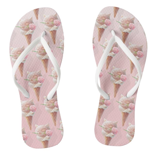 Ice Cream Kitty – Rosy & Dreamy Flip Flops (Footbed)