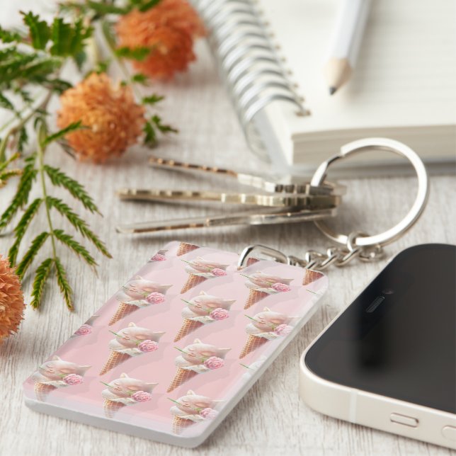 Ice Cream Kitty – Rosy & Dreamy Keychain (Front Right)