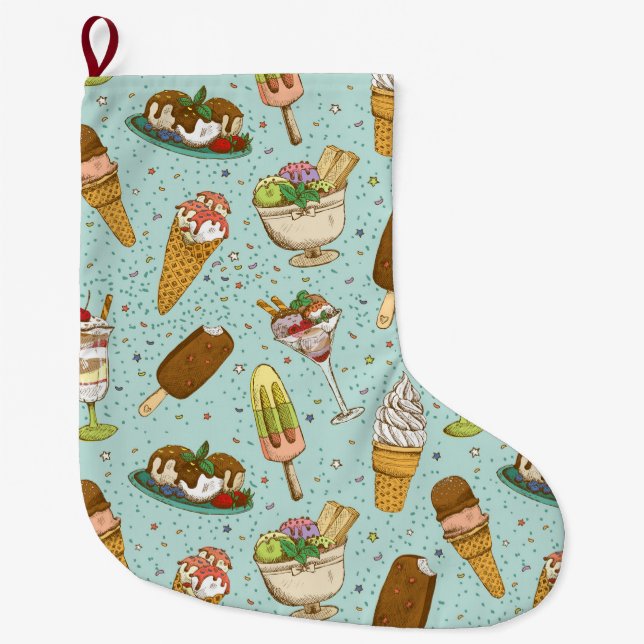 Ice Cream Large Christmas Stocking (Front)