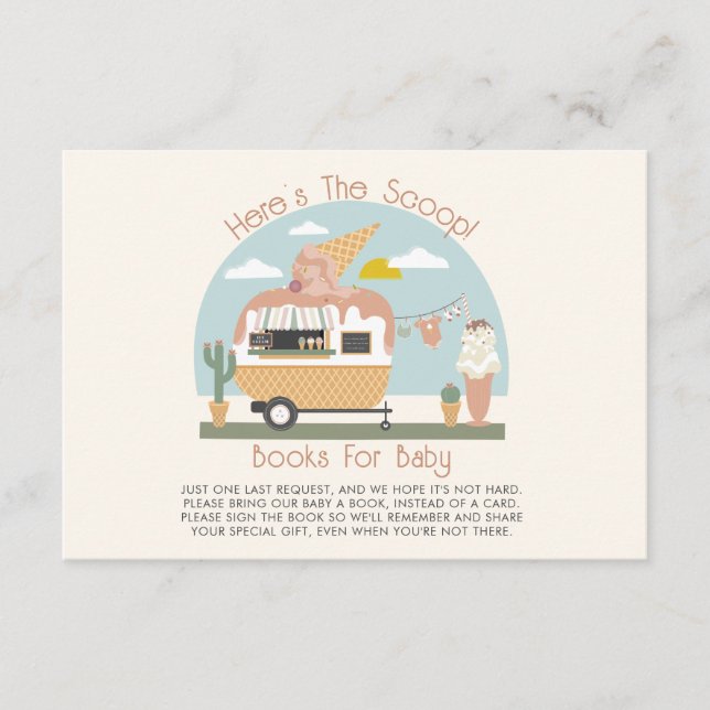 Ice Cream Light Pink Baby Shower Book Request Enclosure Card (Front)