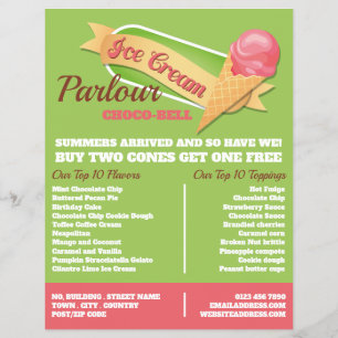 Ice Cream Logo, Ice Cream Parlour Advertising Flyer