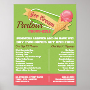 Ice Cream Logo, Ice Cream Parlour Advertising Poster