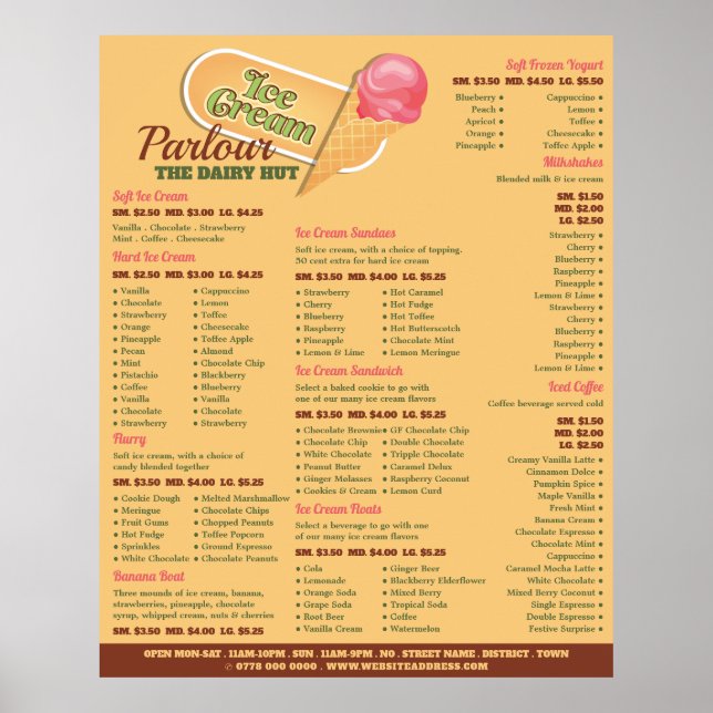 Ice Cream Logo, Ice Cream Parlour Menu Poster (Front)