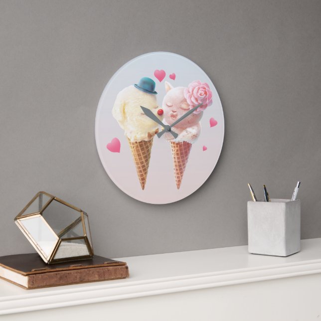 Ice Cream Love Large Clock (Office)