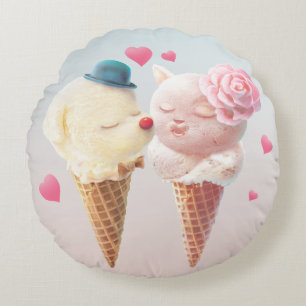 Ice Cream Love Round Pillow