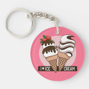 Ice Cream Lover custom text & colour key chains