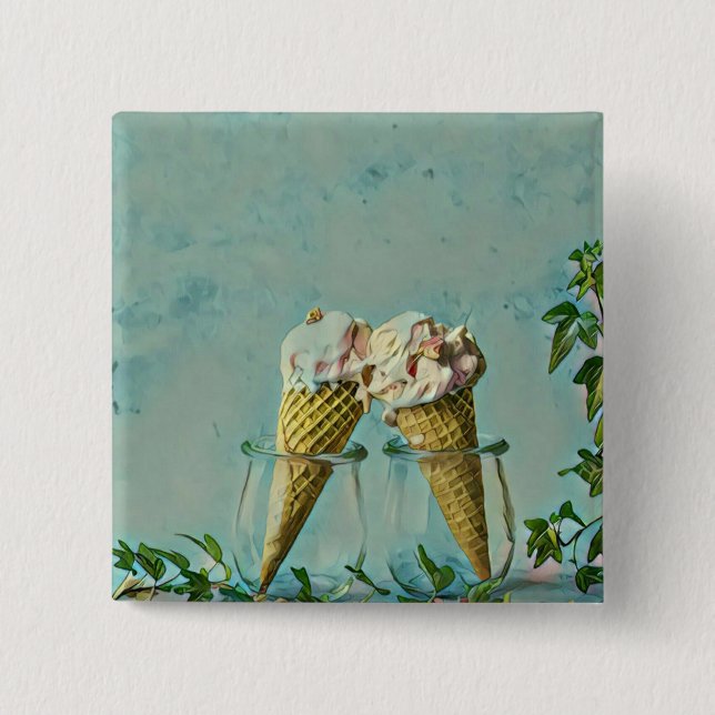 Ice cream lover gift 2 inch square button (Front)