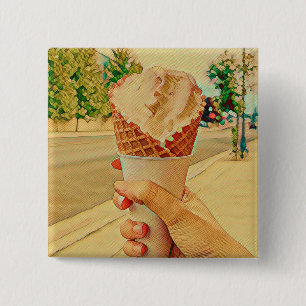Ice cream lover gift 2 inch square button