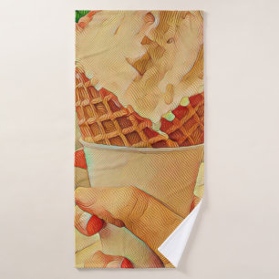Ice cream lover gift bath towel set