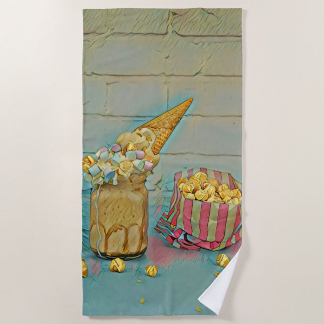 Ice cream lover gift beach towel (Front)