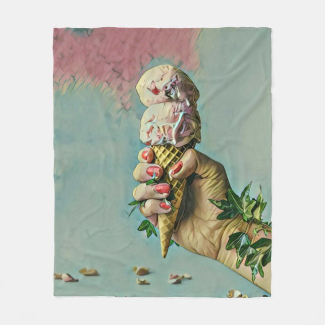 Ice cream lover gift fleece blanket (Front)