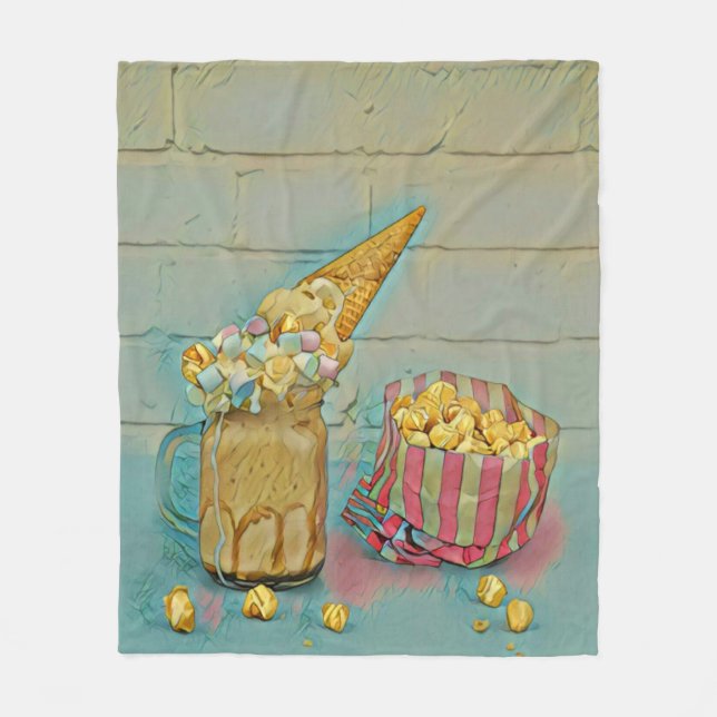 Ice cream lover gift fleece blanket (Front)