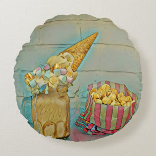 Ice cream lover gift round pillow
