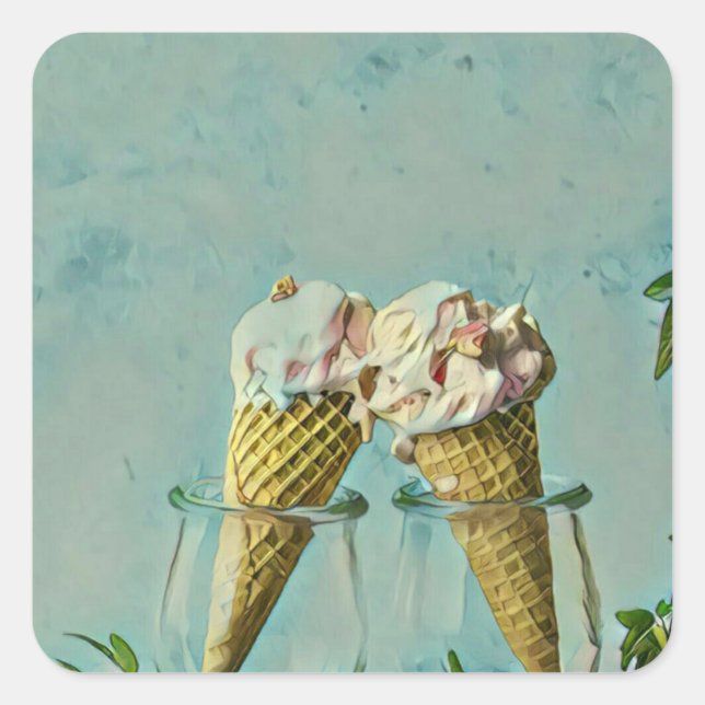 Ice cream lover gift square sticker (Front)