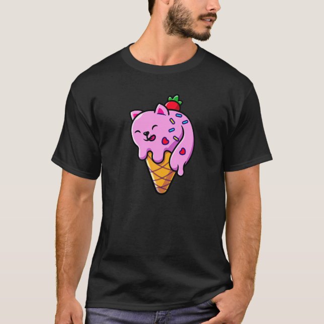 Ice Cream Melting Cat T-Shirt (Front)