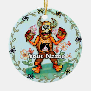 Ice Cream Monster Ceramic Ornament