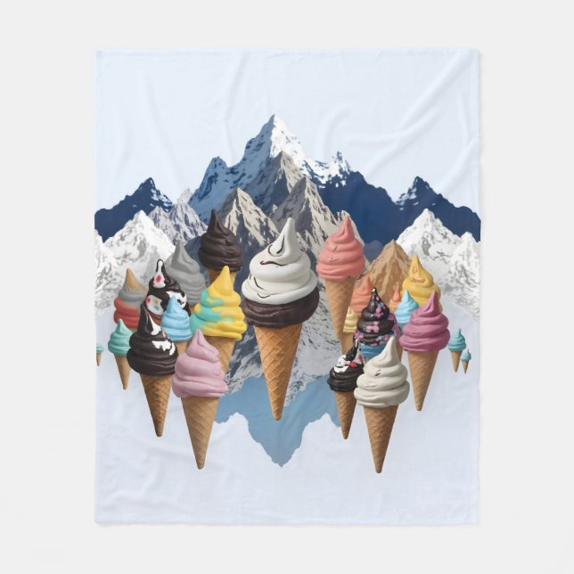 Ice Cream Mountains Fleece Blanket (Front)
