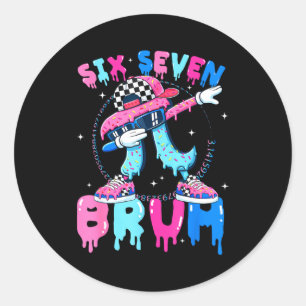 Ice cream number six seven bruh 67 meme day 3.14 classic round sticker