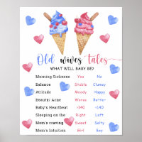 Ice cream Old Wives Tales Gender Reveal Board 