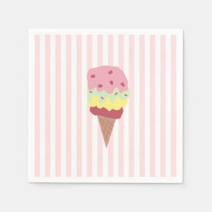 Ice Cream Painting Tropical Pink Stripe Napkin