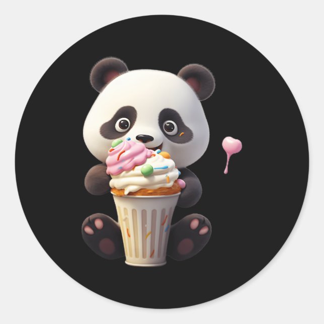 Ice Cream Panda Bear Delicious Teddy Bear Icecream Classic Round Sticker (Front)