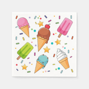 Ice Cream Paper Napkins, Sweet Dessert Party Napkin