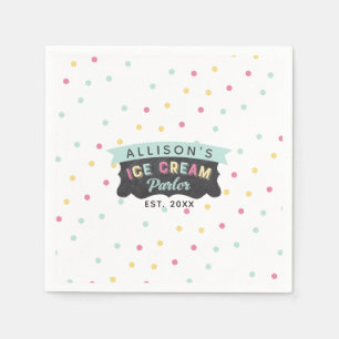 Ice Cream Parlor Fun Bold Polka Dot Birthday Party Napkin