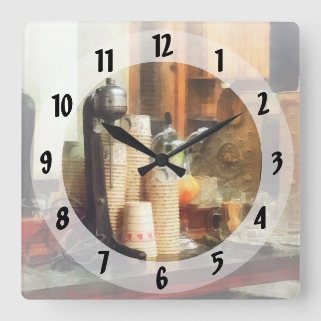 Ice Cream Parlor Square Wall Clock (Front)